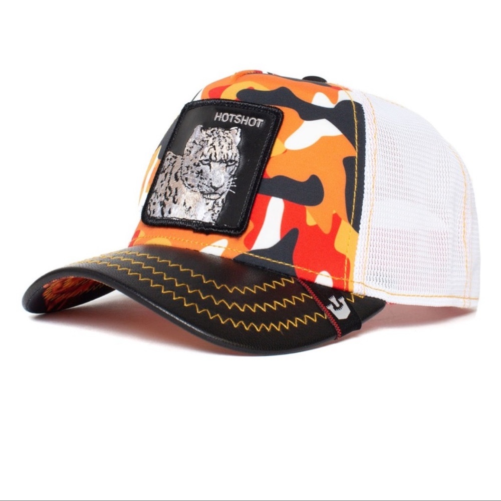NIB Limited Edition Goorin Brothers “Hotshot” Snow Leopard Trucker Hat - Picture 4 of 7